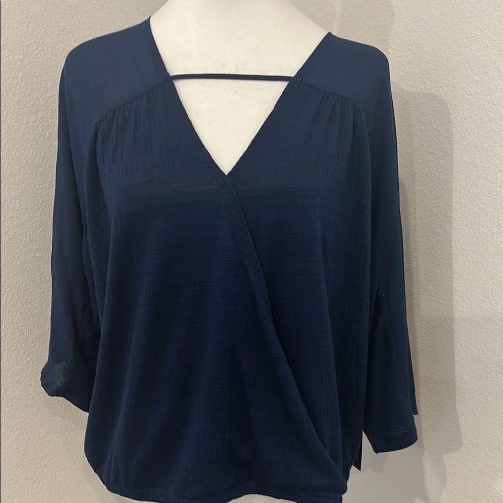 a.n.a Deep Blue V-Neck Blouse - Picture 1 of 9